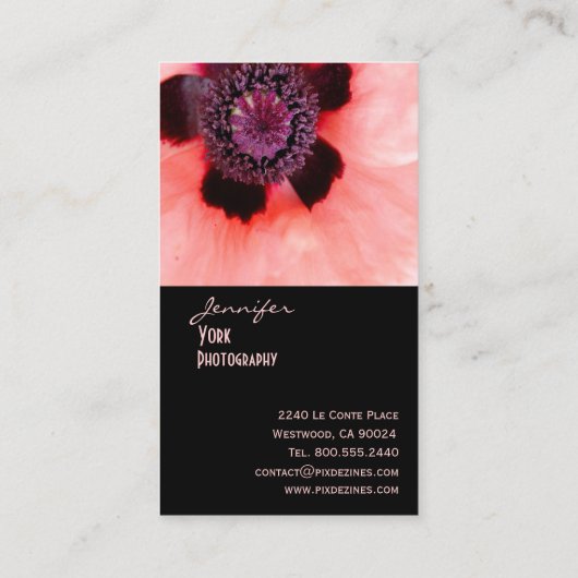 Roze papaver, macrofotografie visitekaartje (Achterkant)