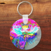 Roze papaver - monogram sleutelhanger (Voorkant)