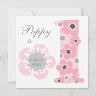 Roze papaver oud één meisjesfoto uploaden kaart