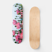 Roze papaver persoonlijk skateboard (Voorkant)