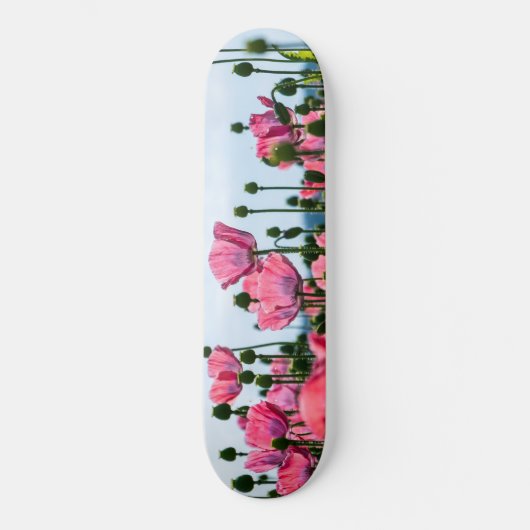 Roze papaver persoonlijk skateboard (Voorkant)