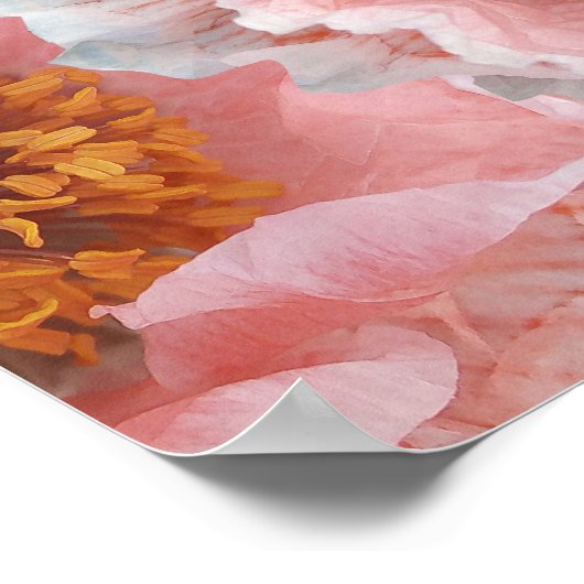 roze papaver poster (Hoek)