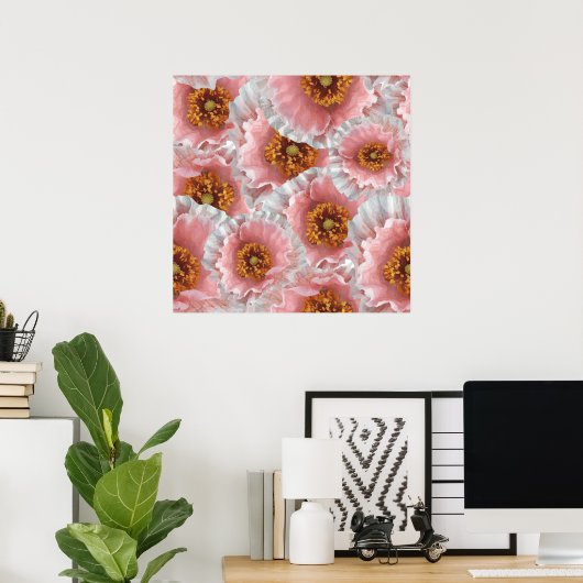 roze papaver poster (Thuiskantoor)
