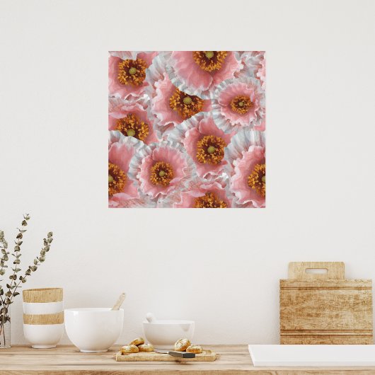 roze papaver poster (Keuken)