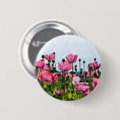 Roze papaver ronde button 5,7 cm (Voorkant /achterkant)