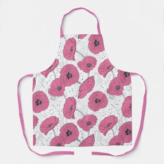 Roze papaver schort (Voorkant)