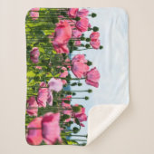 Roze papaver sherpa deken (Voorkant)