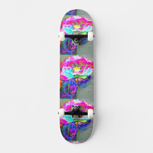 Roze papaver skateboard (Voorkant)