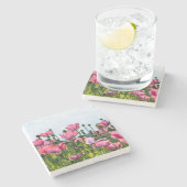 Roze papaver stenen onderzetter (Zijkant)