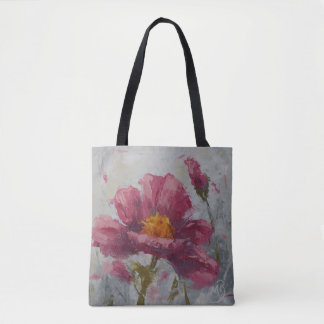 Roze papaver tote bag