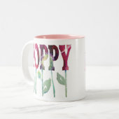 Roze papaver tweekleurige koffiemok (Voorkant links)