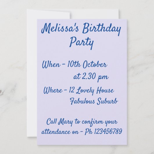 Roze papaver Vloer  meisjes Kaart (Achterkant)