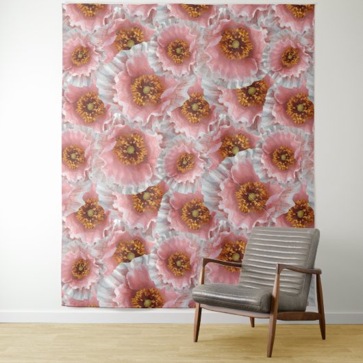 roze papaver wandkleed (In situ)