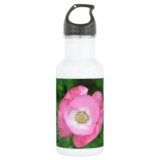 Roze papaver waterfles (Voorkant)