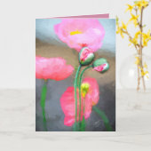 Roze papaver Wenskaart Kaart (Gele Bloem)