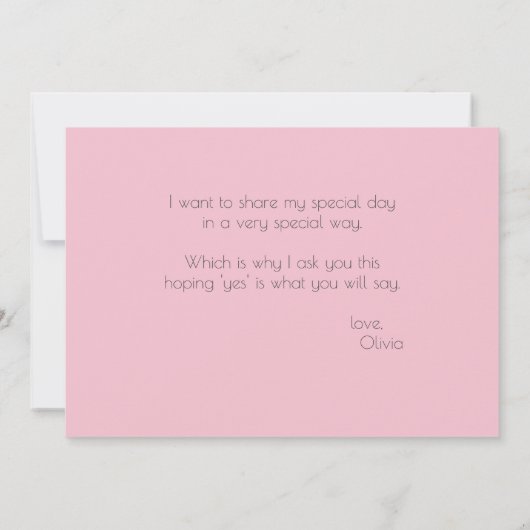 Roze papaver zal je mijn matron zijn. kaart (Achterkant)