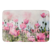 Roze papaverbloemen Waterverf Badmat (Voorkant)