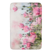 Roze papaverbloemen Waterverf Badmat (Voorkant Verticaal)