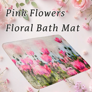 Roze papaverbloemen Waterverf Badmat