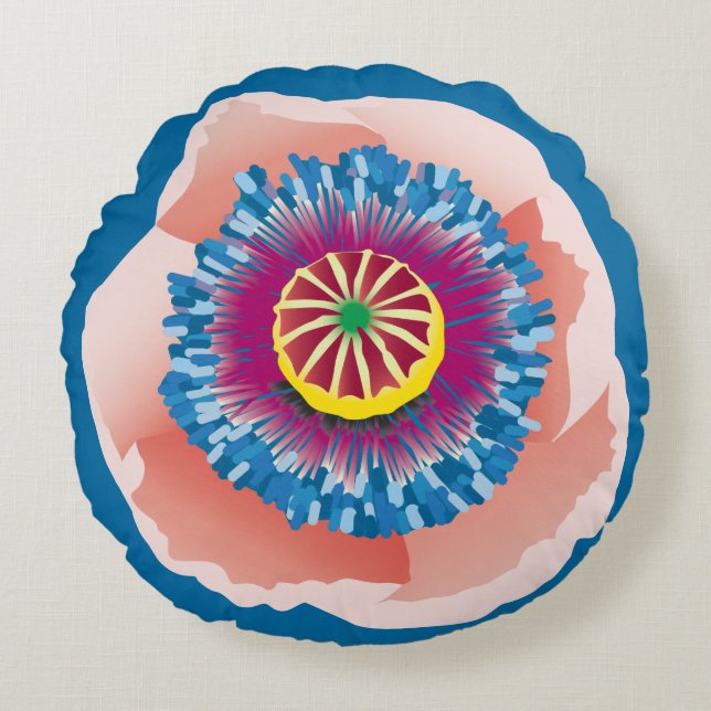 Roze papaverkussen rond kussen (Voorkant)