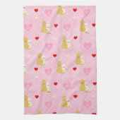 Roze papaverliefdesdag van de Valentijn Keukendisk Theedoek (Verticaal)