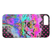 Roze papaverroze/zwarte polka-stippen Case-Mate iPhone case (Achterkant (Horizontaal))