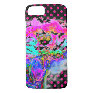 Roze papaverroze/zwarte polka-stippen Case-Mate iPhone case