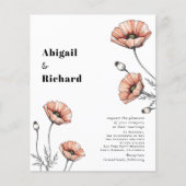 Roze papavers bloemenbudget QR huwelijksuitnodigin (Voorkant)