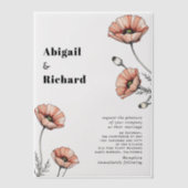 roze papavers wilde bloemen bloemenbruiloft vellum uitnodigingen (Voorkant)