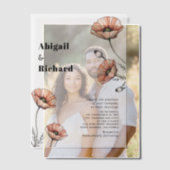  roze papavers wilde bloemen bloemenbruiloft vellum uitnodigingen (Offset (Koppel))