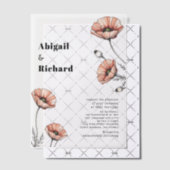 roze papavers wilde bloemen bloemenbruiloft vellum uitnodigingen (Offset (Uitnodiging))