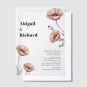 roze papavers wilde bloemen bloemenbruiloft vellum uitnodigingen (Offset)