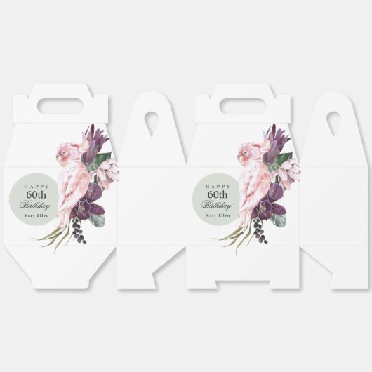 Roze papegaai Boho Tropische 60ste verjaardag Bedankdoosjes (Ongevouwen)