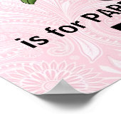 Roze Papegaai Monogram Groot Letter P Babykamer Poster (Hoek)