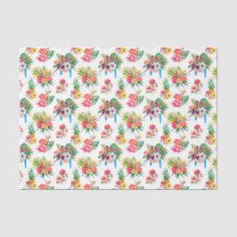 Roze papegaaien en bloemen (Ontwerp 61 Roze Serie) Tissuepapier