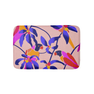 Roze papegaaien: Exotische naadloze illustratie Badmat