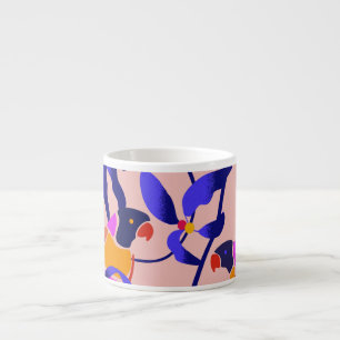 Roze papegaaien: Exotische naadloze illustratie Espresso Kop