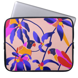 Roze papegaaien: Exotische naadloze illustratie Laptop Sleeve