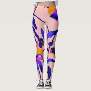 Roze  papegaaien: Exotische naadloze illustratie Leggings