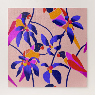 Roze papegaaien: Exotische naadloze illustratie Legpuzzel