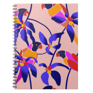 Roze  papegaaien: Exotische naadloze illustratie Notitieboek