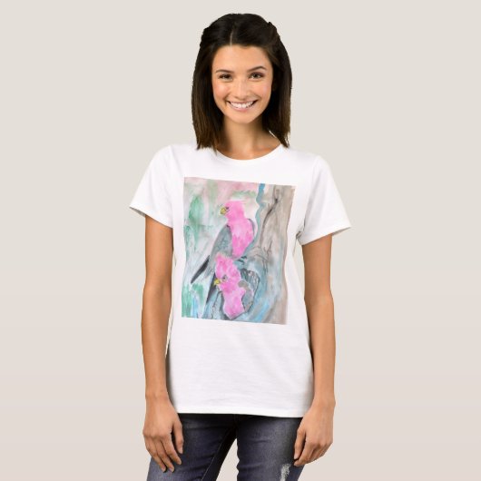 Roze papegaaien t-shirt (Voorkant volledig)