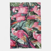 Roze papegaaien Vogels Art Theedoek (Verticaal)