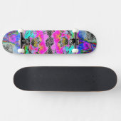 Roze papegaaien zwarte en witte polkadots skateboard (Horizontaal)