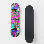 Roze papegaaien zwarte en witte polkadots skateboard (Voorkant)