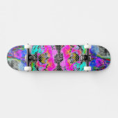 Roze papegaaien zwarte en witte polkadots skateboard (Horizontaal)