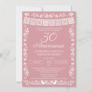 Roze Papel Picado 30ste verjaardag Kaart