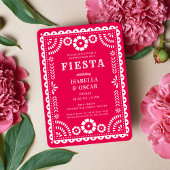  roze papel Picado bruiloft repetitie Kaart