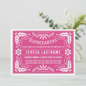 Roze papel picado kaart (Staand voorkant)