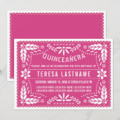 Roze papel picado kaart (Voorkant / Achterkant)